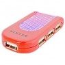 ���� Belkin Lighted Travel Hub USB 2.0, 4 �����, ���������, ��� ��, Red/ ������� (F5U034ERRED)