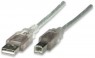 Фото Manhattan USB 2.0 AM-BM, 3.0 м, серебряный