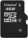 Фото Kingston 4Gb microSDHC Class 4 (адаптер MStik Pro Duo)