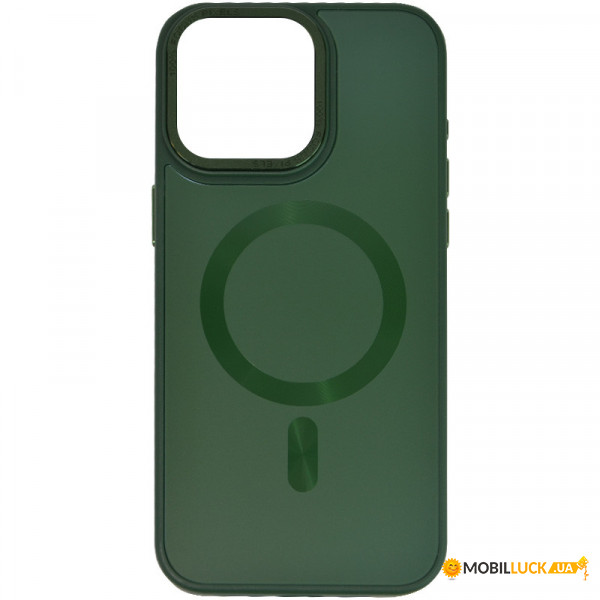  TPU+Glass Sapphire Midnight Open Camera with MagSafe Apple iPhone 15 (6.1)  / Forest green