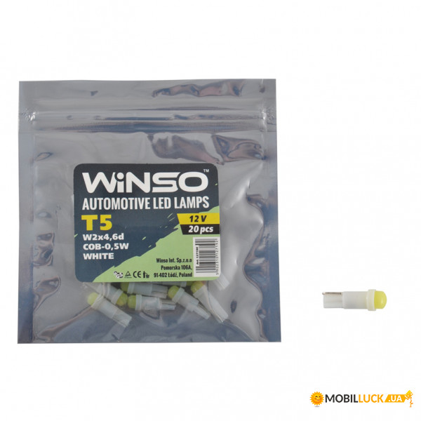 LED  Winso 12V COB T5 W2x4.6d, 20 (127190)