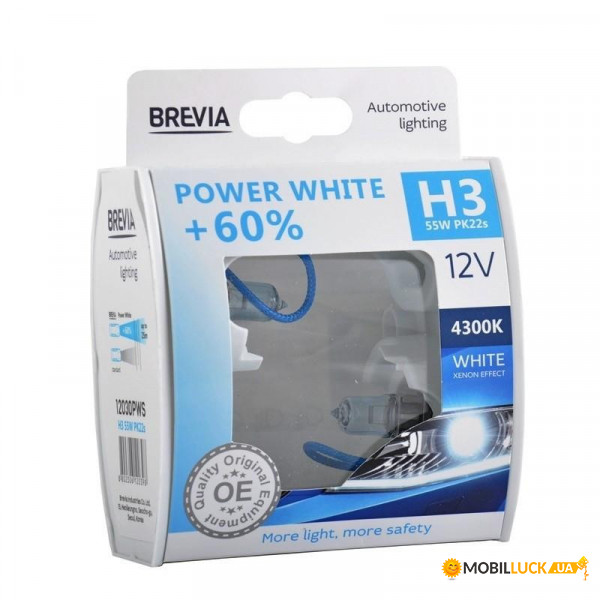  Brevia H3 12V 55W PK22s Power White +60 4300K S2 (9/90 .) (12030PWS)