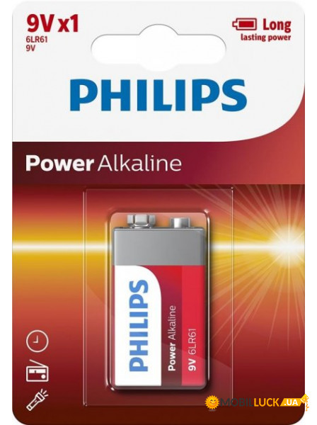  Philips 6LR61/ 9V Power Alkaline Blister 1 () (6LR61P1B/10)