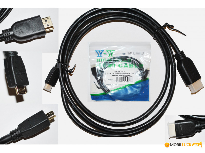  HDMI-micro HDMI, 1.5m, Black, Y-Y (HMHDM01501)