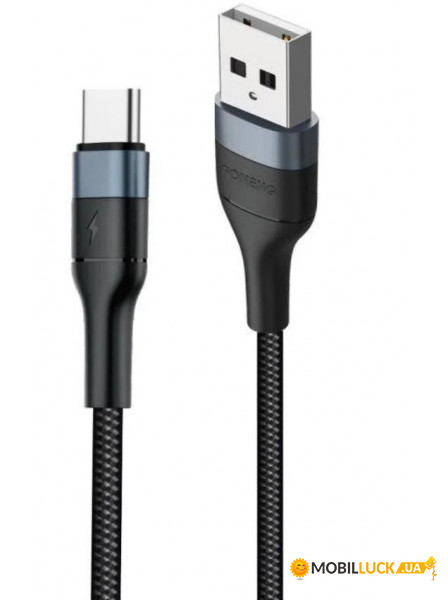  Foneng X51 1M Spiral Braided Cable USB - USB-C 3A 1 Black (X51-CA-TC)