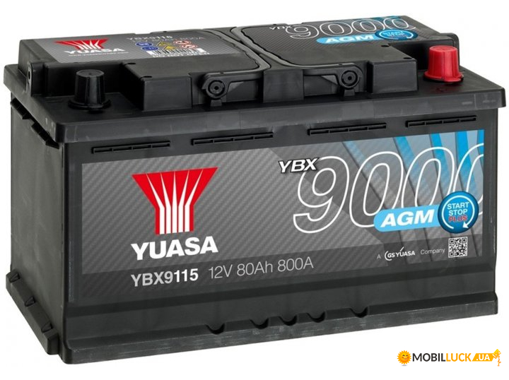   Yuasa 12V 80Ah AGM Start Stop Plus Battery YBX9115