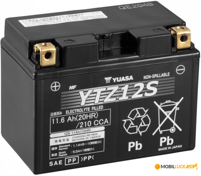   Yuasa 12V 11.6Ah High Performance MF VRLA Battery (YTZ12S)