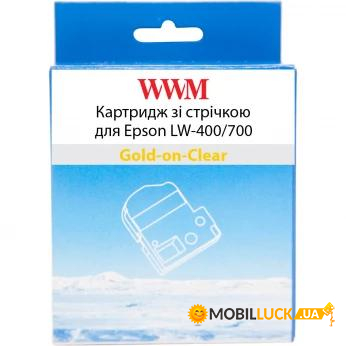    WWM  Epson LW-400/700 9mm  8m Gold-on-Clear (WWM-ST9Z)
