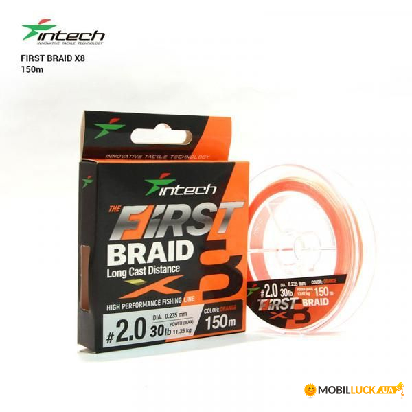   Intech First Braid X8 Orange 150m (1.2 (22lb/9.99kg))
