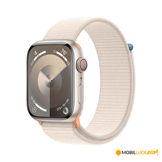 - Apple Watch Series 9 GPS + Cellular 45mm Starlight Alu. Case w. Starlight Sport Loop (MRMA3)
