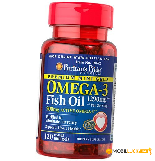   Puritan's Pride Omega-3 Fish Oil 1290 Mini Gels 120  (67367011)