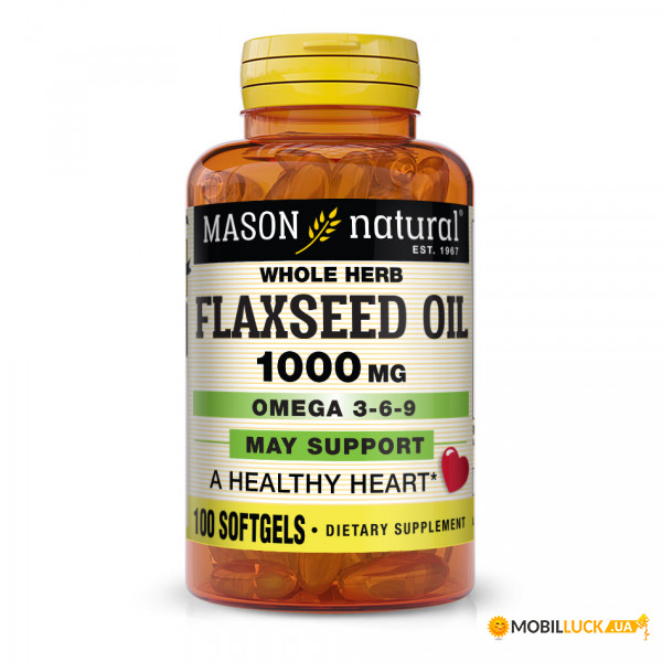   Mason Natural Flax Seed Oil 1000 mg Omega 3-6-9 100  