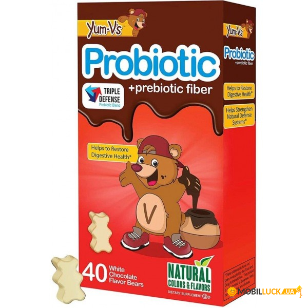    YumVs  Probiotic with Prebiotic Fiber  40 Bears (White Chocolate)