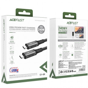   Acefast C1-09 USB-C to USB-C PD240W 40Gbps USB 4 aluminum alloy Black / Gray 5