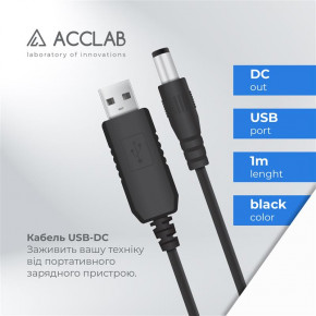   ACCLAB USB to DC 5,52,1 , 5V 1,5A, 1  Black (1283126552816) 5