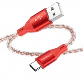  Borofone BX96 Ice crystal USB Type A Type-C 3 A 1  Red (BX96CR)