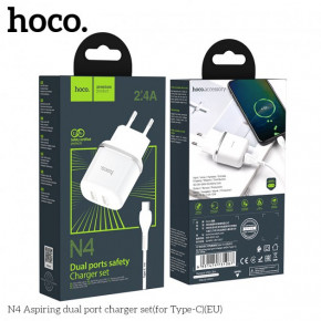   HOCO Type-C cable Aspiring dual Port charger set N4 |2USB, 2.4A| (Safety Certified)  5
