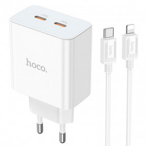   HOCO Type-C to Lightning Cable Leader dual port (2C) charger C108A |2Type-C, 35W/3A, PD/QC| 