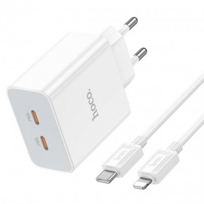   HOCO Type-C to Lightning Cable Leader dual port (2C) charger C108A |2Type-C, 35W/3A, PD/QC|  4