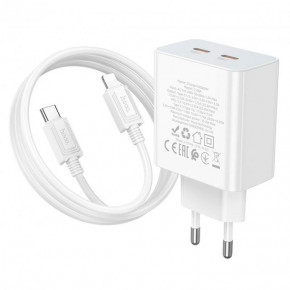   HOCO Type-C to Lightning Cable Leader dual port (2C) charger C108A |2Type-C, 35W/3A, PD/QC|  7