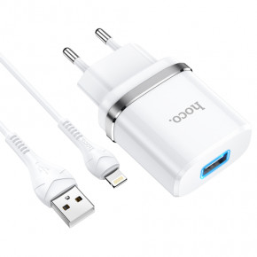   Hoco Lightning Cable Ardent charger set N1 |1USB, 2.4A, 12W| (Safety Certified) 