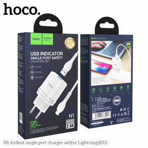   Hoco Lightning Cable Ardent charger set N1 |1USB, 2.4A, 12W| (Safety Certified)  5
