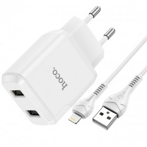   Hoco Lightning cable Speedy dual Port charger set N7 |2USB, 2.1A| (Safety Certified) 