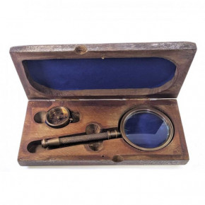        Brass Wood Kit Box with Compass & Magnifier 23,5114  (28236) 3