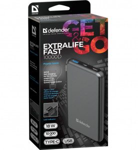    Defender ExtraLife Fast 10000D USB: QC3.0 Type-C / PD 10000mAh (83664) 4