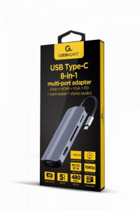 - Cablexpert USB-C 8--1 (A-CM-COMBO8-02) USB 3.0/HDMI//VGA/PD//- 4