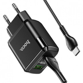    Hoco N6 Charmer dual port QC3.0 charger set(Type-C) Black (6931474738998) 3
