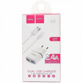  Hoco C12 Charger + Cable (Micro) 2.4A 2USB  4