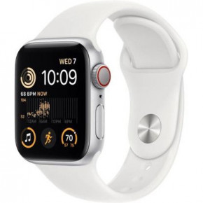 - Apple Watch SE 2 GPS + Cellular 44mm Silver Aluminum Case with White Sport Band (MNQ23)