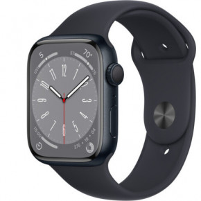 - Apple Watch Series 8 GPS 45mm Midnight Aluminum Case w. Midnight Sport Band - S/M (MNUJ3)