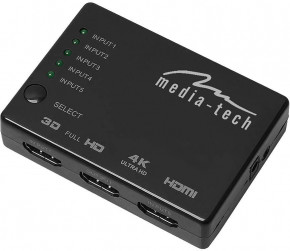  HDMI 5xports HDMI switch, remote controlled, 4K resolution support Media-Tech (MT5207) 3
