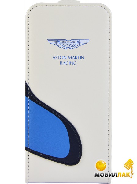  Aston Martin Racing iPhone 5C flip case with car mouth white/L.blue (cowhide)