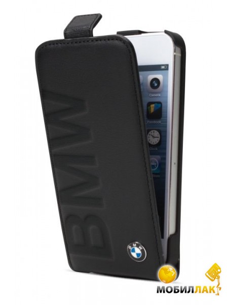  BMW debossed logo leather cover case for iPhone 5/5S, black (BMHCP5LOB)