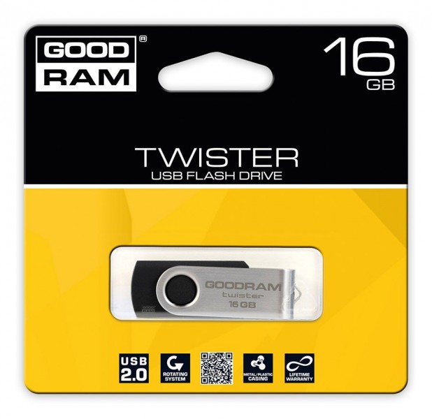 Флешка Goodram Twister 16GB Black (UTS2-0160K0R11)