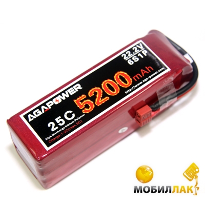  Aga Power Li-Po 5200mAh 22.2V 6S 25C Softcase T-Plug (AGA25-5200-6S-S)