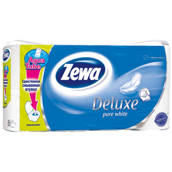 Туалетная бумага Zewa Deluxe 3-слойная Белая 8 шт (7322540313345)