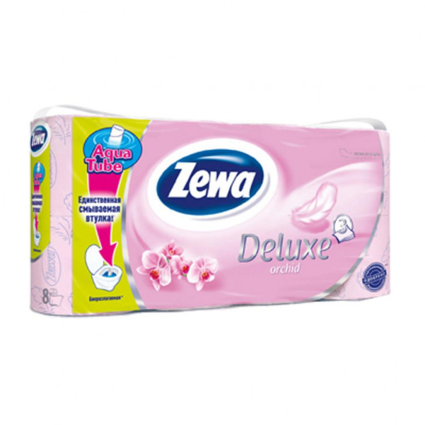 Туалетная бумага Zewa Deluxe 3-слойная Орхидея Розовая 8шт (7322540569513)
