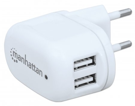 Зарядное устройство Manhattan 2 USB 2.1A White