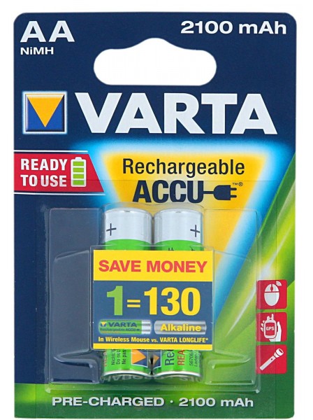 Аккумулятор Varta Rechargeable Accu AA 2100mAh BLI 2 NI-MH (Ready 2 Use) R6