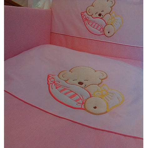 Набор для детской кроватки Tuttolina 52 Мишка на подушке Розовый