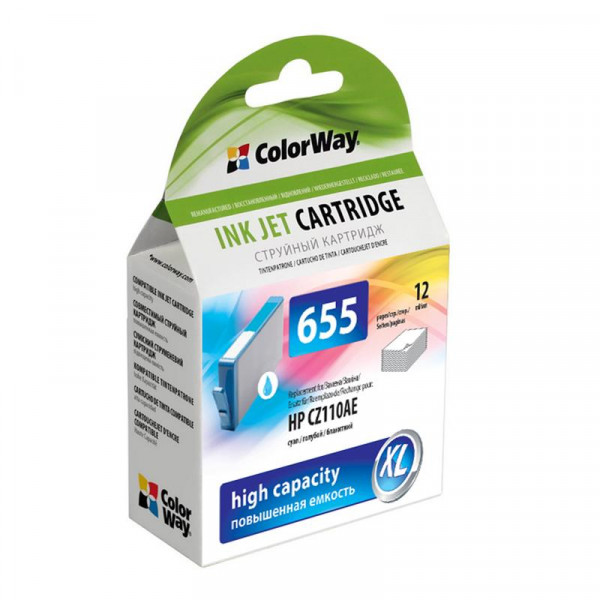  ColorWay HP CZ110AE (No.655) DJ 4615/4625/3525/5525 Cyan (CW-H655C)