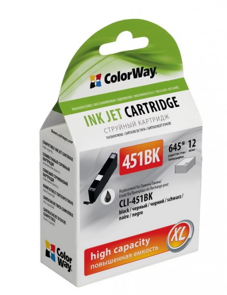 Картридж ColorWay (CW-CLI-451BK) Canon Pixma iP7240/MG5240/MX924 Black (аналог CLI-451)