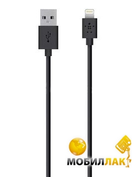  USB 2.0 Belkin LIGHTNING charge/sync cable 1.2m, Black/׸ (F8J023bt04-BLK)