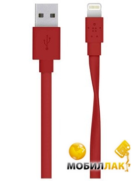  Belkin USB 2.0 Mixit Flat Lightning 1.2 Red (F8J148bt04-RED)
