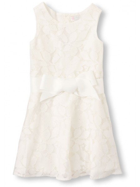   Childrens Place Sleeveless Floral Ribbon Flare 4 White