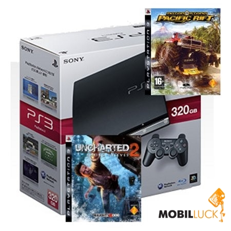   Sony PlayStation 3 320Gb + Motorstorm PR RUS + Uncharted 2 RUS